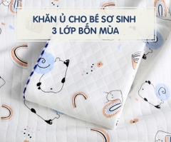 BS - Khăn ủ chần bông 3 lớp in hình 85x85cm
