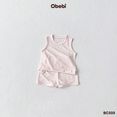 OBEBI - Bộ ba lỗ họa tiết kẻ pastel mùa hè OBEBI (73-120)