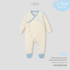NOUS - Bộ liền dài tất cài lệch be phối xanh da trời NB
