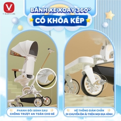 V BABY - XE ĐẨY GẤP GỌN ĐẢO CHIỀU CÓ KHAY ĂN IX9