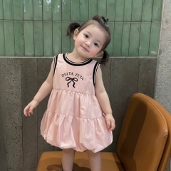 BK - Váy sát nách hồng in nơ (5-13)