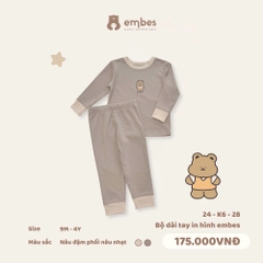 TH - Bộ dài tay in hình Gấu Embes(9M-4Y)