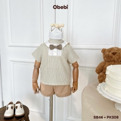 OBEBI - Set bộ cộc sơ mi kẻ sọc công tử OBEBI (73-120)