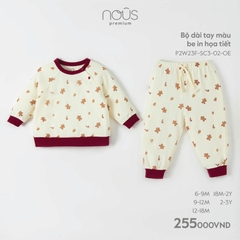 NOUS Bộ dài tay màu be in họa tiết(6-18M)