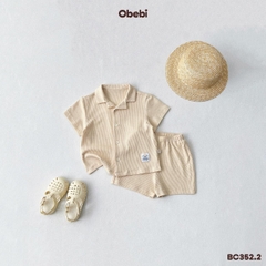 OBEBI - Bộ cộc sơ mi dệt nổi thoáng khí mùa hè OBEBI (73-120)