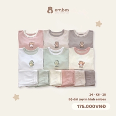 TH - Bộ dài tay in hình Gấu Embes(9M-4Y)