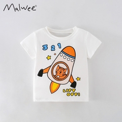 LB - Áo thun Malwee trắng hoạ tiết tên lửa(90-140)