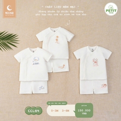 MOON@ - Bộ cộc tay cài lệch in hình thú (0-6M)