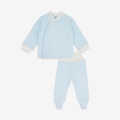 BU Bộ dài tay cài chéo Quilted liền tất chần bông(0-6M)