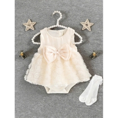 JS - Body váy sát nách organza hoa hồng voan nối (59-80)