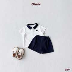 OBEBI - Set bộ polo cộc bé trai thêu chữ OBEBI (73-120)
