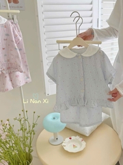 TL - Bộ mặc nhà bé gái viền bèo (90-140)
