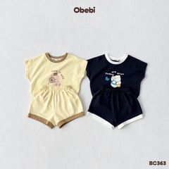 OBEBI - Bộ cộc mùa hè phối viền in hình thú OBEBI (73-120)