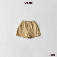 OBEBI - Quần đùi kaki trẻ em thêu OBEBI (73-120)