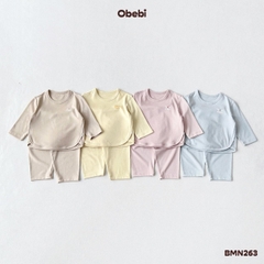 OBEBI - Bộ mặc nhà thu đông viền gấu bo cong OBEBI (73-120)
