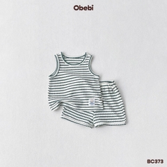 OBEBI - Bộ ba lỗ trẻ em mùa hè họa tiết kẻ ngang OBEBI (73-120)