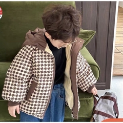 MT Áo phao mũ tai Gấu nâu hoạ tiết(90-130)