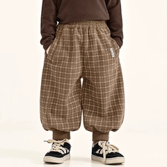 TL - Quần nhung lót lông kẻ nâu(90-140)