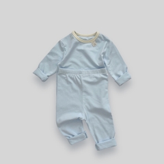 OBB Bộ Cotton trơn cổ viền kem(S80-100)