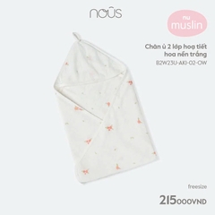 NOUS - Chăn ủ 2 lớp hoạ tiết hoa nền trắng