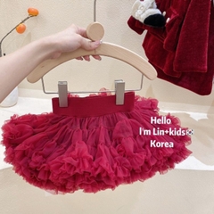 SA Set áo len +chân váy tutu đỏ(5-13)