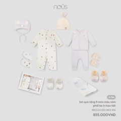 NOUS - Set quà tặng 9 món màu xám phối be in HT 0M