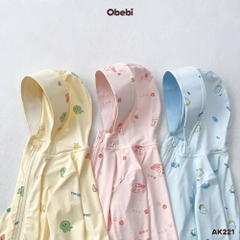 OBEBI - Áo khoác chống nắng vải thun chống tia UV họa tiết sinh vật biển OBEBI (66-110)