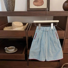 TL - Set áo bí hoạ tiết quần caro xanh (80-130)