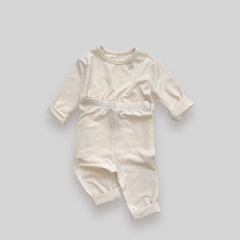 OBB Bộ Cotton trơn cổ viền kem(S80-100)