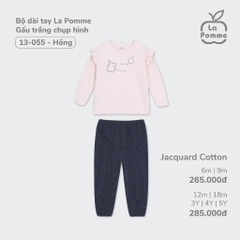 LA POMME Bộ dài tay Gấu trắng chụp hình hồng(6M-4Y)