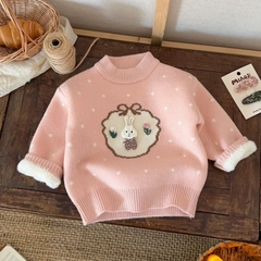 BK - Áo len lót lông đính thỏ(90-130)