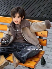 MT Áo khoác da lộn nâu cổ lông(7-15)