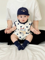 JS - Body sát nách chấm bi xanh hoạ tiết Voi(73,80)