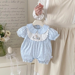 JS - Body xanh yếm trắng thỏ thêu cổ sen (66-80)