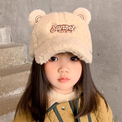 KK Mũ lưỡi trai lông be tai Gấu Sunset 4Y+
