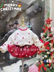 MT Set tutu áo trắng+chân váy đỏ(90-130)