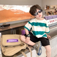 DL - Áo thun tay ngắn phối sọc xanh(90-150)