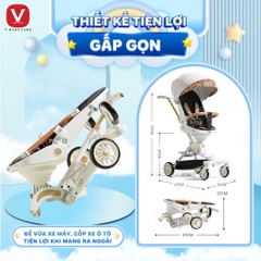 V BABY - XE ĐẨY GẤP GỌN ĐẢO CHIỀU CÓ KHAY ĂN IX9