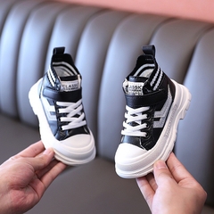 SA Giày thể thao đen cổ len kẻ(21-30)