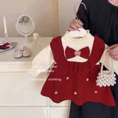 MT Váy len đỏ nơ Gấu(90-130)