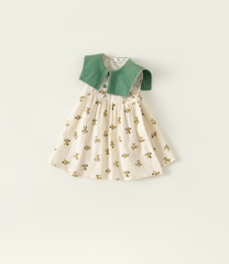 LB - Váy Babycity hoa cổ vuông xanh(80-140)