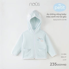 NOUS - ÁO CHỐNG NẮNG BABY XANH MŨ TAI GẤU