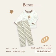 TH - Bộ dài tay quần kẻ caro(9M-3Y)