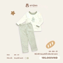 TH - Bộ dài tay quần kẻ caro(9M-3Y)