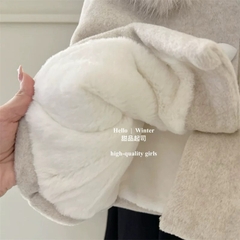 MT Áo dạ phối lông be cổ bèo(100-140)