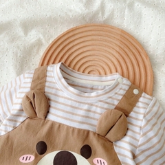 JS - Body gải yếm áo kẻ nâu mặt gấu(66-80)