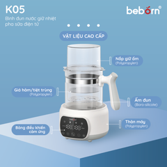 BEBORN - MÁY ĐUN NƯỚC GIỮ NHIỆT PHA SỮA ĐIỆN TỬ K05