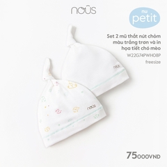 Nous Set 2 mũ chỏm TN màu trắng và in HT chó mèo