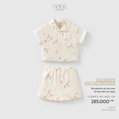 NOUS - Bộ pyjama cộc tay màu be họa tiết con ngựa (6M-3Y)