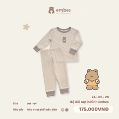 TH - Bộ dài tay in hình Gấu Embes(9M-4Y)